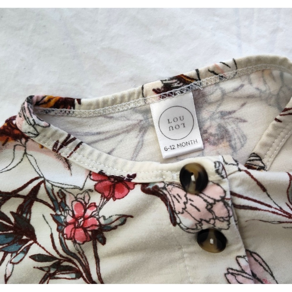 Lou‎ Lou Rayon Baby Girl 6 9 12 Mos Floral Romper Outfit 1pc Shortall - Picture 2 of 4